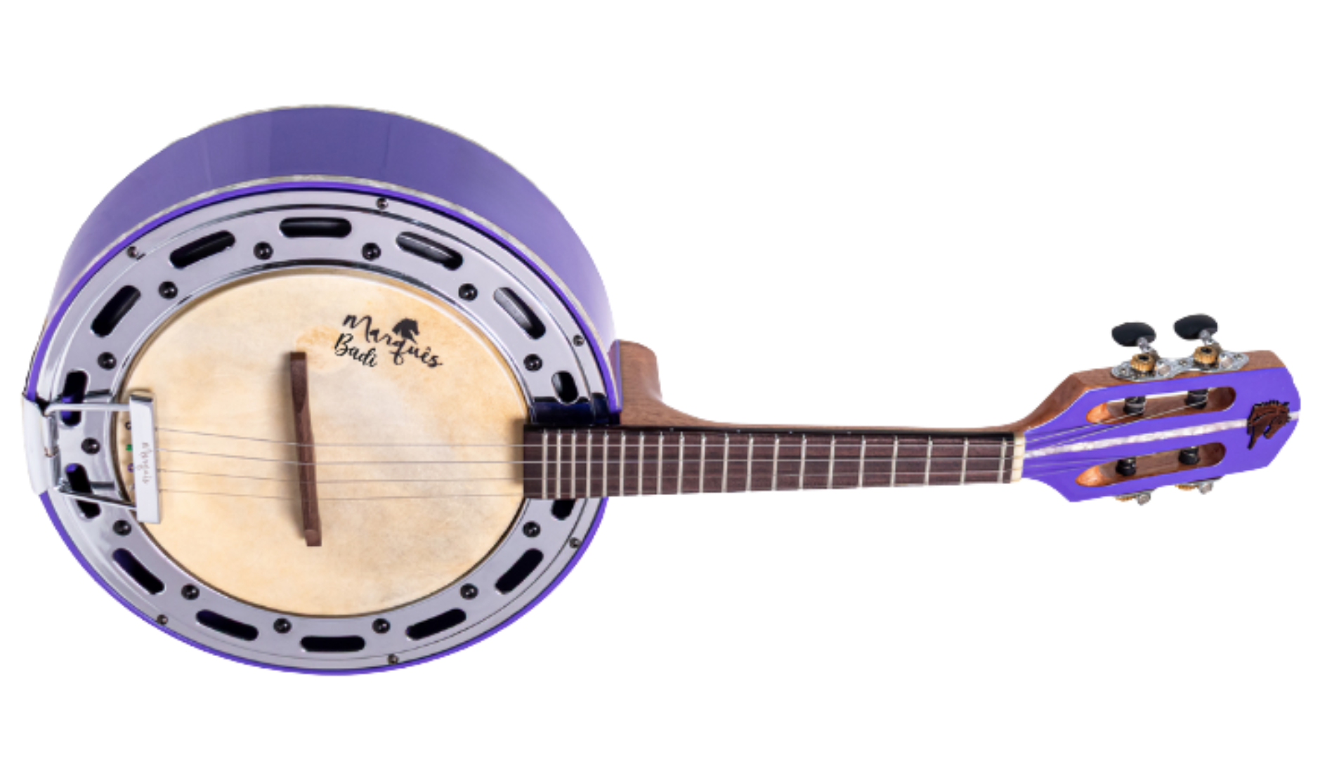 Banjo Eletroacústico Marquês BAJ-88PUEL Badi Roxo Brilho com Captação Passiva CAP-06 Aro Cromado e Pele Caprina