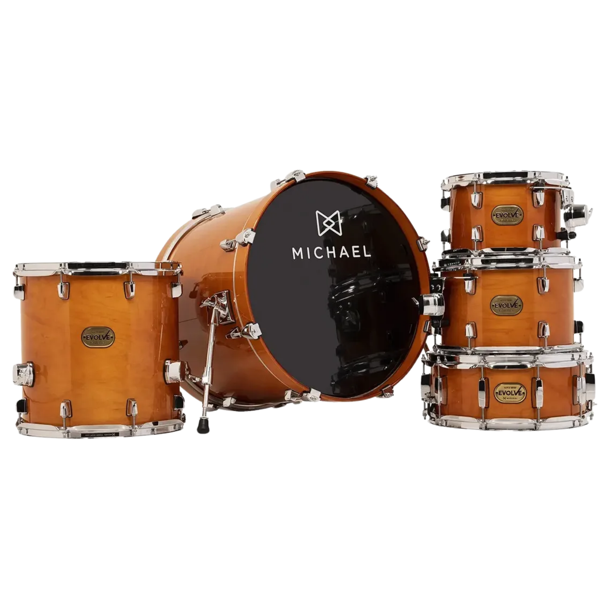 Bateria Acústica Michael Evolve DME620 LCM Lacquer Caramel Bumbo 20" Casco Maple Shell Pack