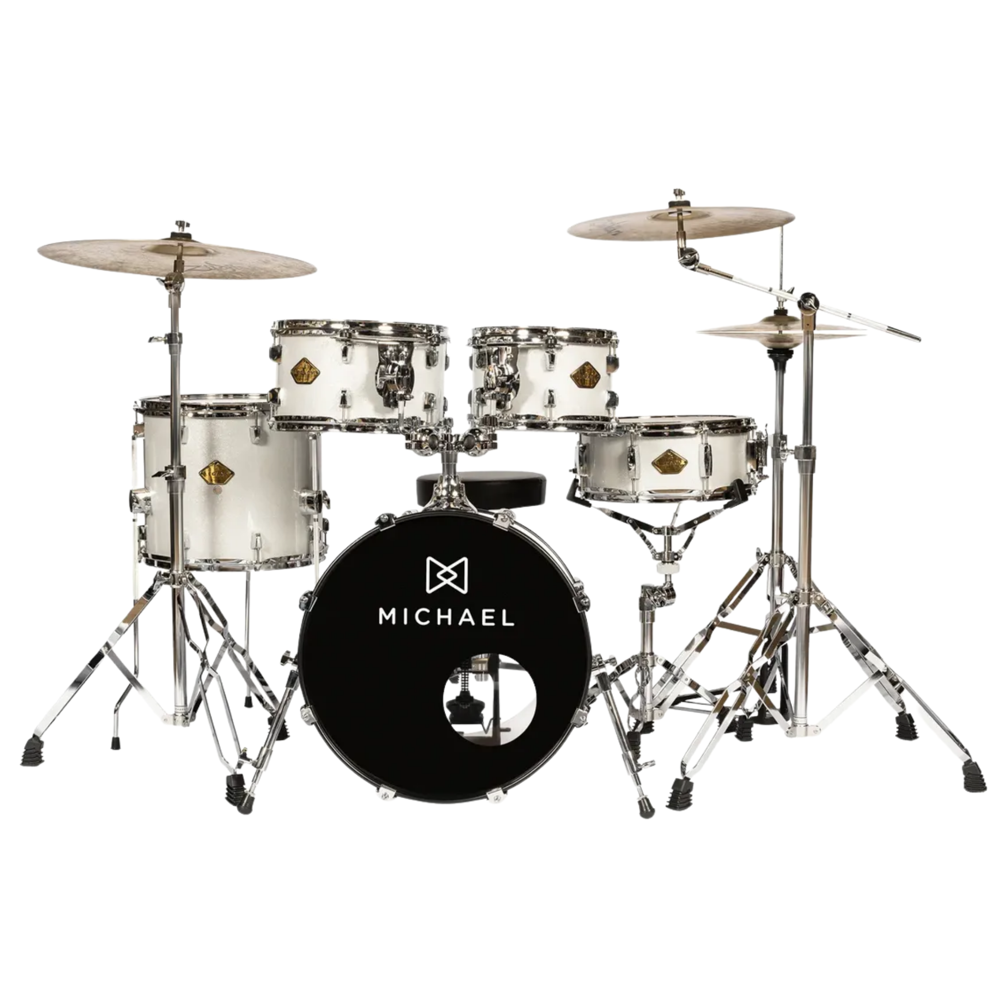 Bateria Acústica Michael Legacy DML418 SSR Sparkle Silver Bumbo 18" Casco Poplar Completa