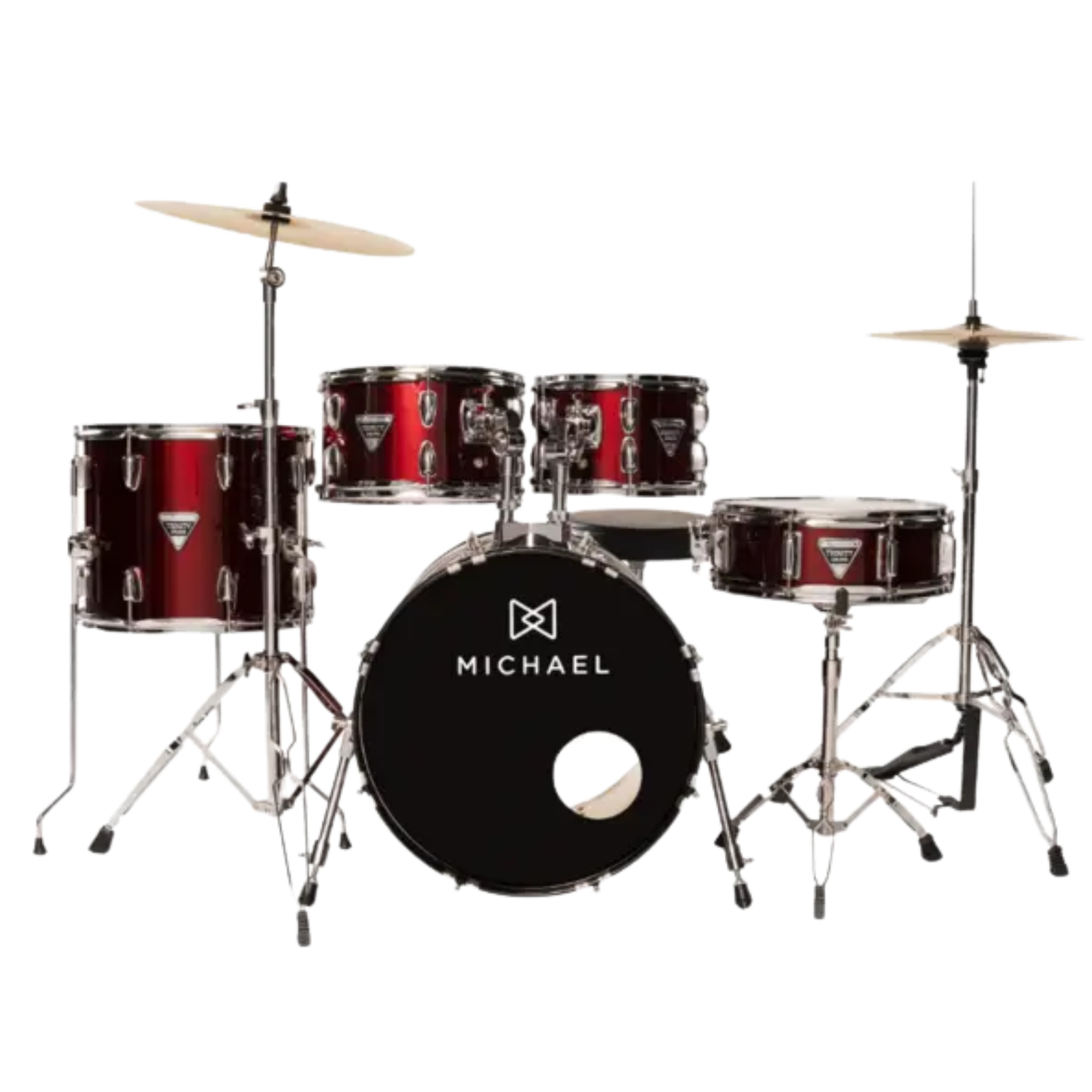 Bateria Acústica Michael Trinity DMT218 WR Wine Red Bumbo 18" Completa Casco Poplar