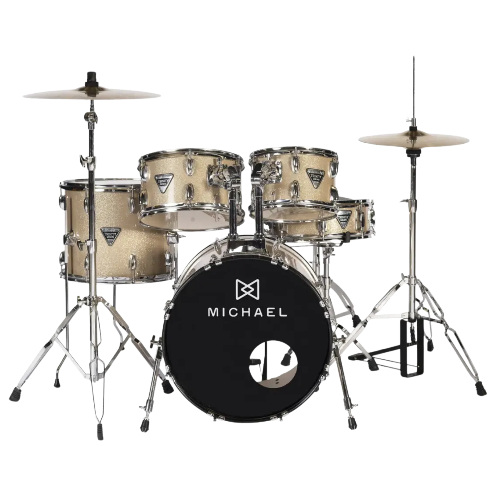 Bateria Acústica Michael Trinity DMT218 GT Dark Gray Bumbo 18" Completa Casco Poplar