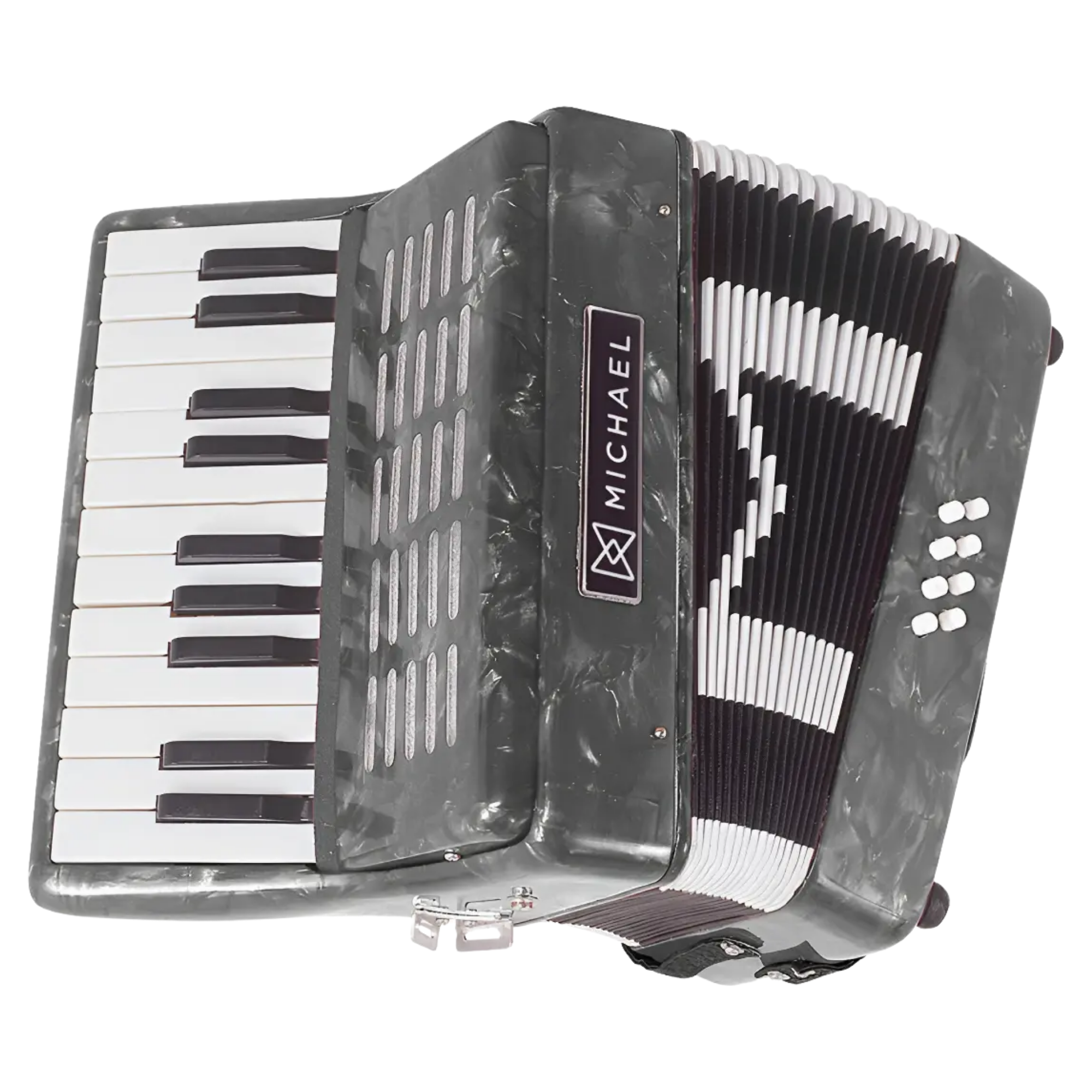 Acordeon Michael ACM0822 PBK Preto Perolado 8 Baixos 22 Teclas Madeira de Lei e Bag