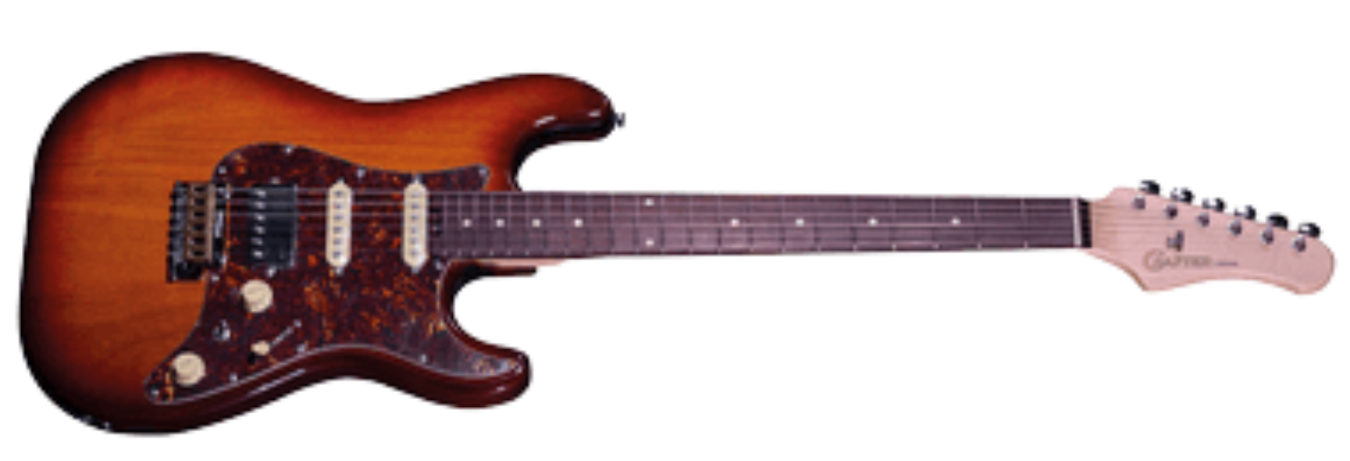 Guitarra Crafter Crema S Alder Sunburst HSS Corpo em Alder Escala em Rosewood 22 Trastes Tremolo Vintage