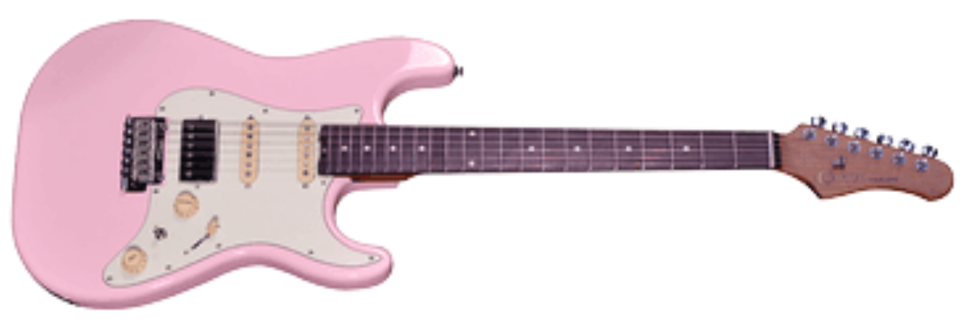 Guitarra Crafter Charlotte S Pink Corpo em Alder Escala em Rosewood 22 Trastes HSS Ponte Tremolo Vintage