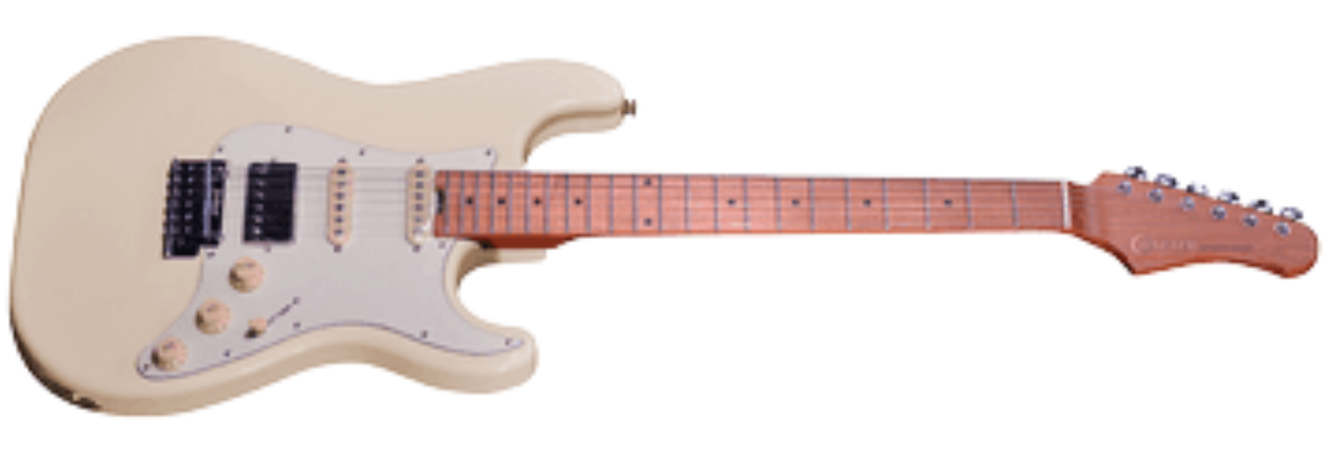 Guitarra Crafter Modern Seoul II S Malty White Corpo em Alder Braço Maple Escala Maple VVS HSS Tremolo Vintage