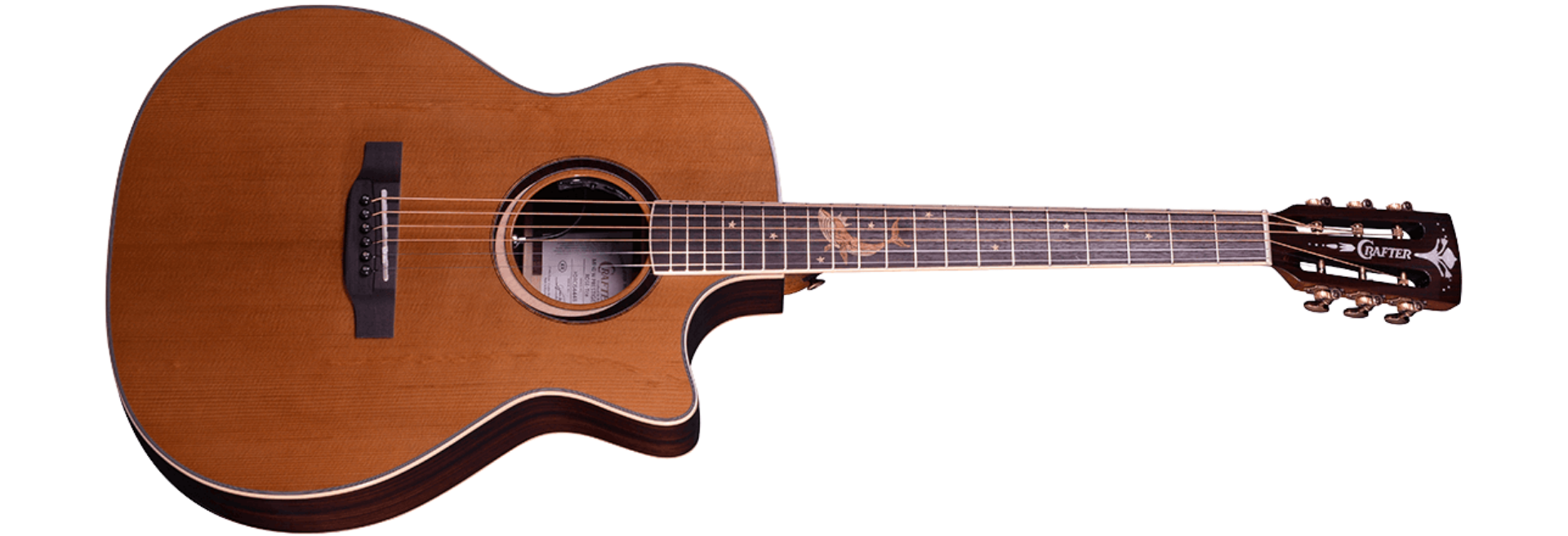 Violão Eletroacústico Aço Crafter Solid Spruce Torrefied Rosewood EQ DS-2 Mindw Presti Rose com Bag