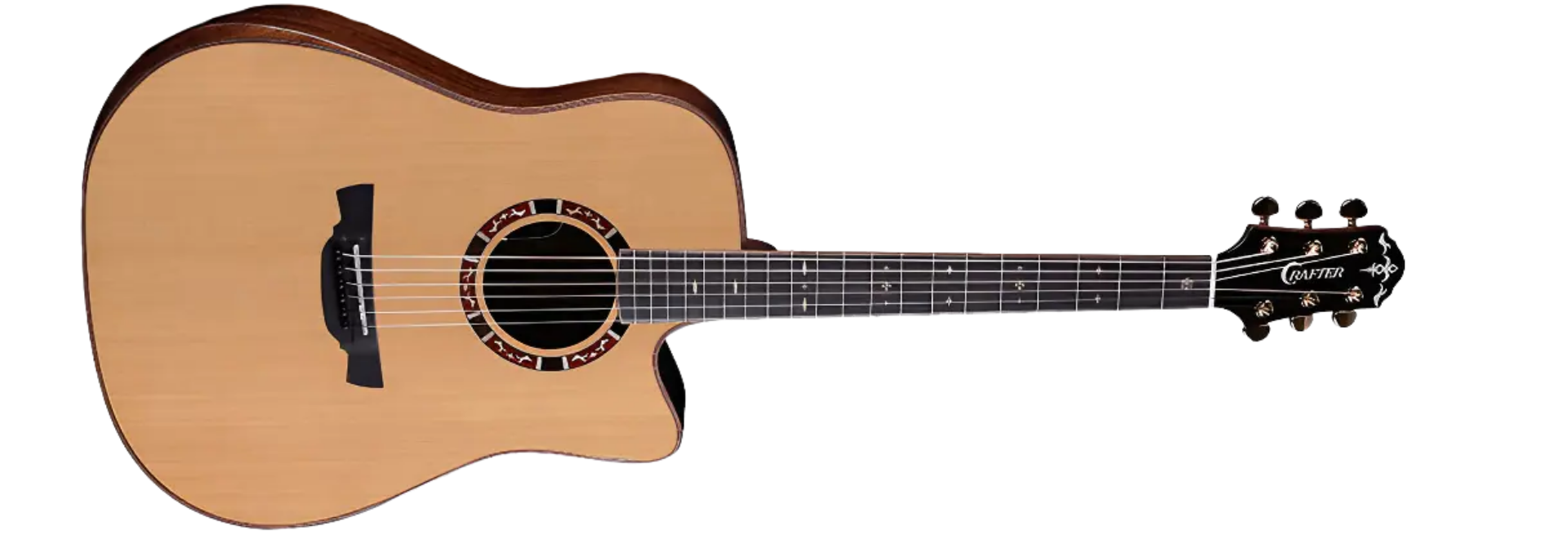 Violão Eletroacústico Aço Crafter D17CE Pro Folk Cutaway Tampo Sólido EQ DS-2 Pro e Bag