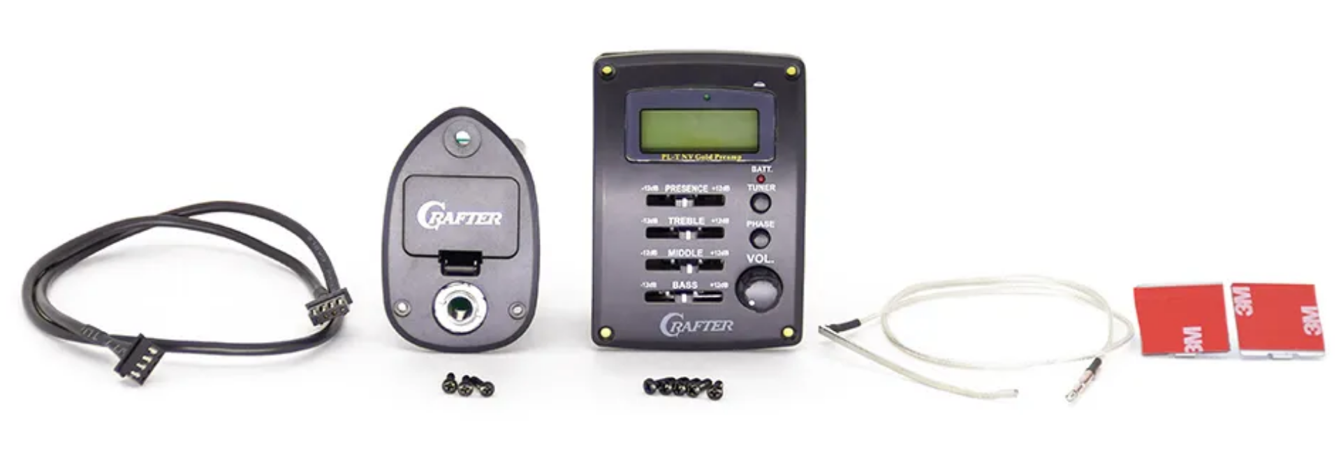 Pré-Equalizador Crafter PL-T-NV Gold com Caixa de Bateria para Violão Eletroacústico