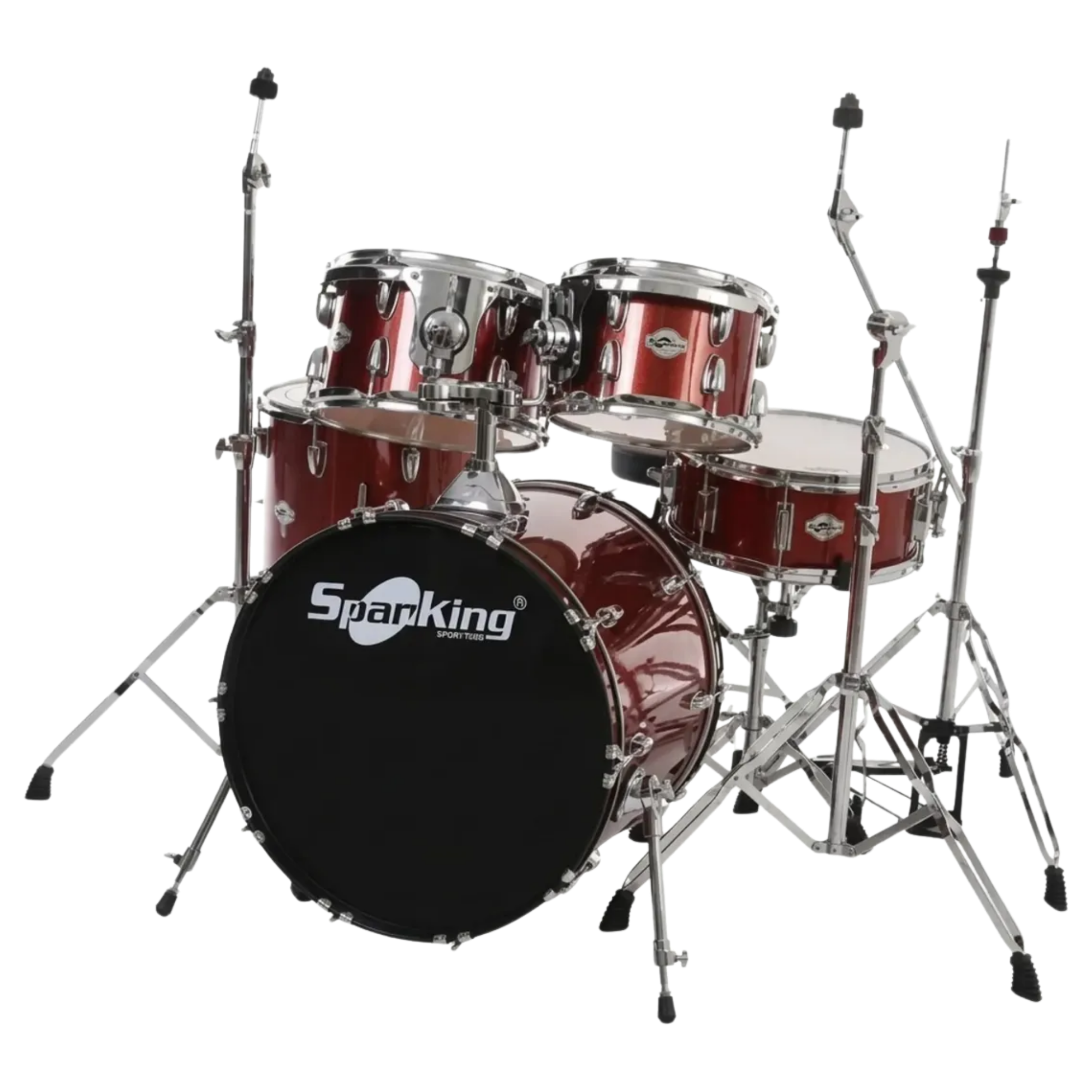 Bateria Acústica Spanking Drum Orange Sparkle Bumbo 22” Completa com Ferragens Cromadas