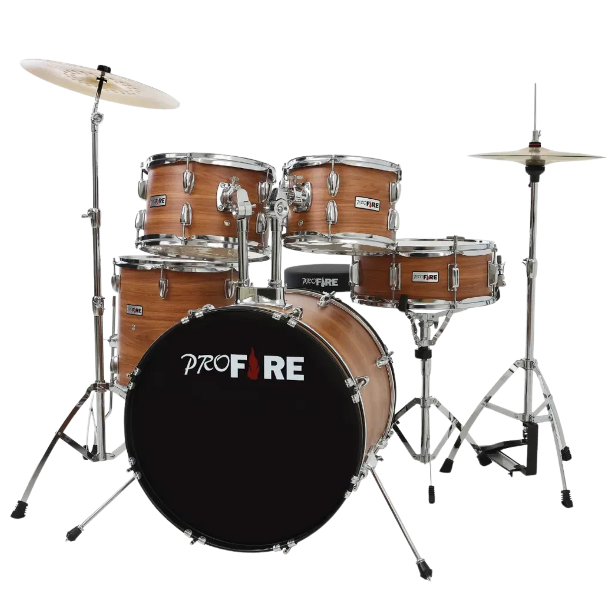 Bateria Acústica Zellmer Pro Fire Bumbo 20” Hanover Oak Completa com Ferragens Cromadas
