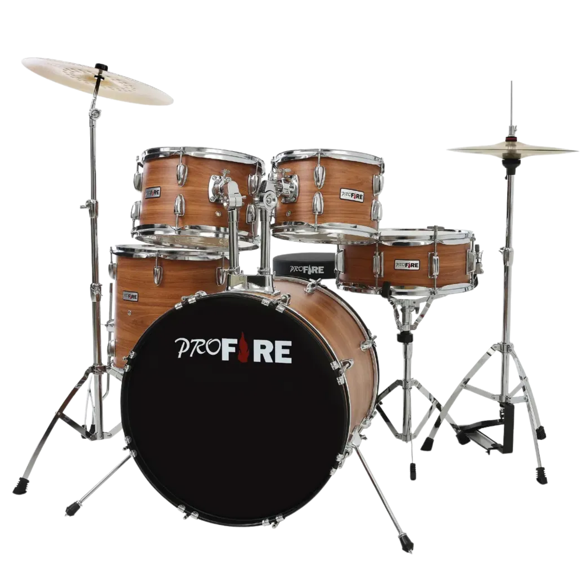 Bateria Acústica Zellmer Pro Fire Bumbo 20” Hanover Oak Completa com Ferragens Cromadas