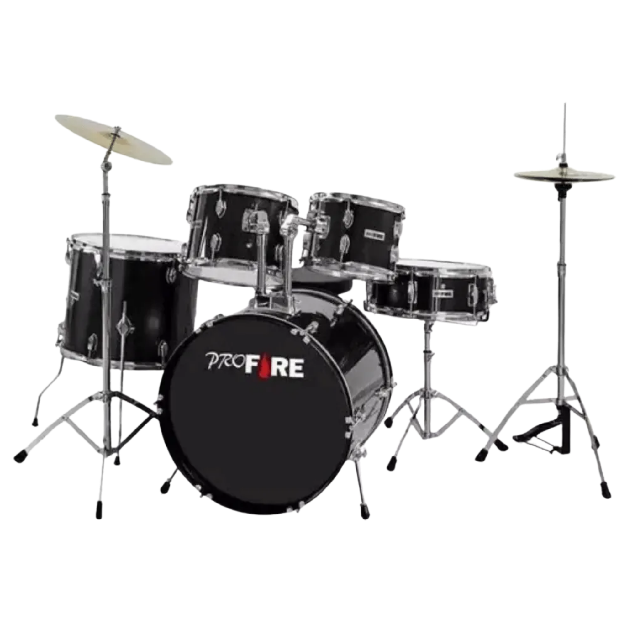 Bateria Acústica Zellmer Pro Fire Bumbo 22” BK Black Completa com Ferragens Cromadas