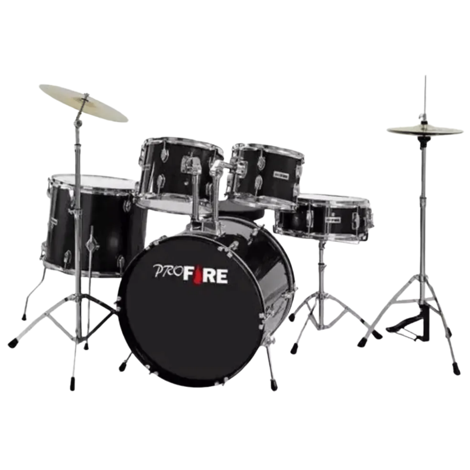Bateria Acústica Zellmer Pro Fire Bumbo 22” BK Black Completa com Ferragens Cromadas