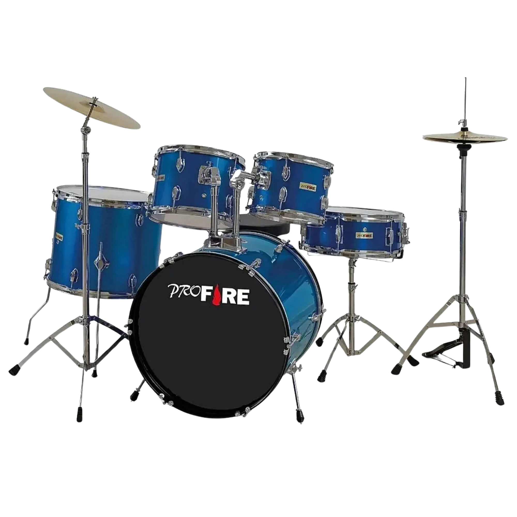 Bateria Acústica Pro Fire Bumbo 22” BL Blue Completa com Ferragens Cromadas