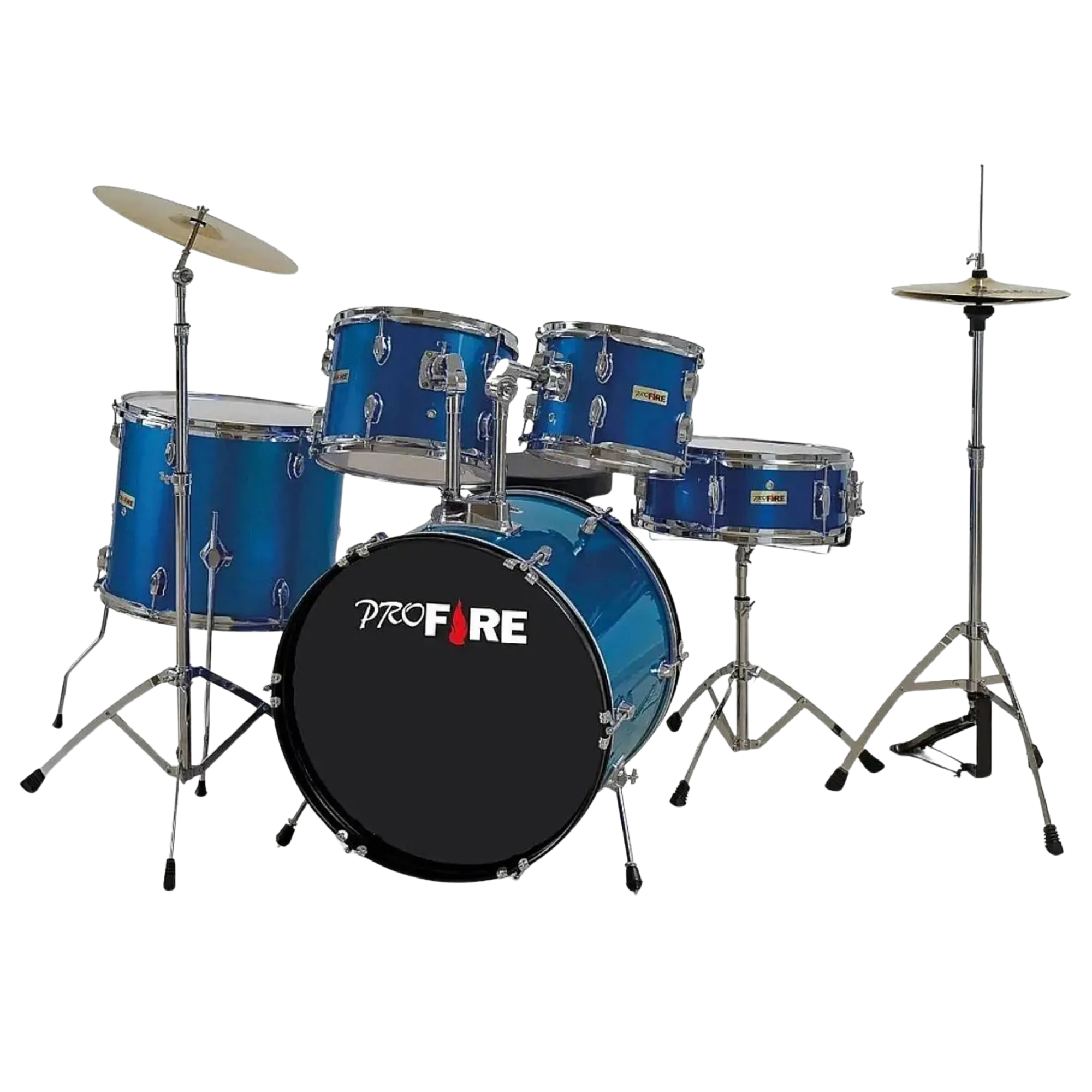 Bateria Acústica Pro Fire Bumbo 22” BL Blue Completa com Ferragens Cromadas