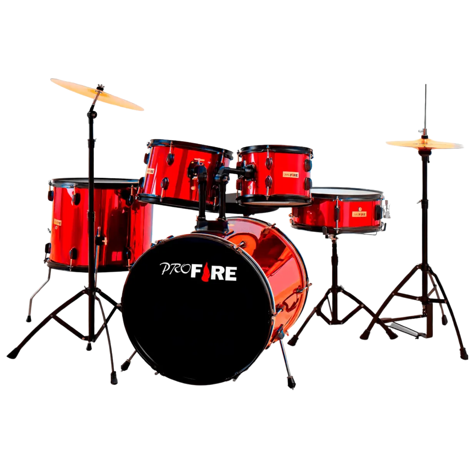 Bateria Acústica Profire Red Bumbo 22” com Ferragens Cromadas