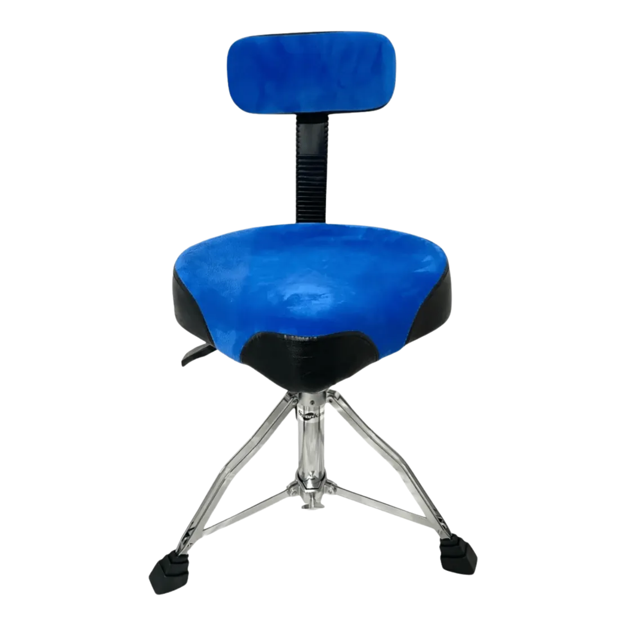 Banco para Bateria Selim Pneumático com Encosto 23” x 4” Azul Camurça