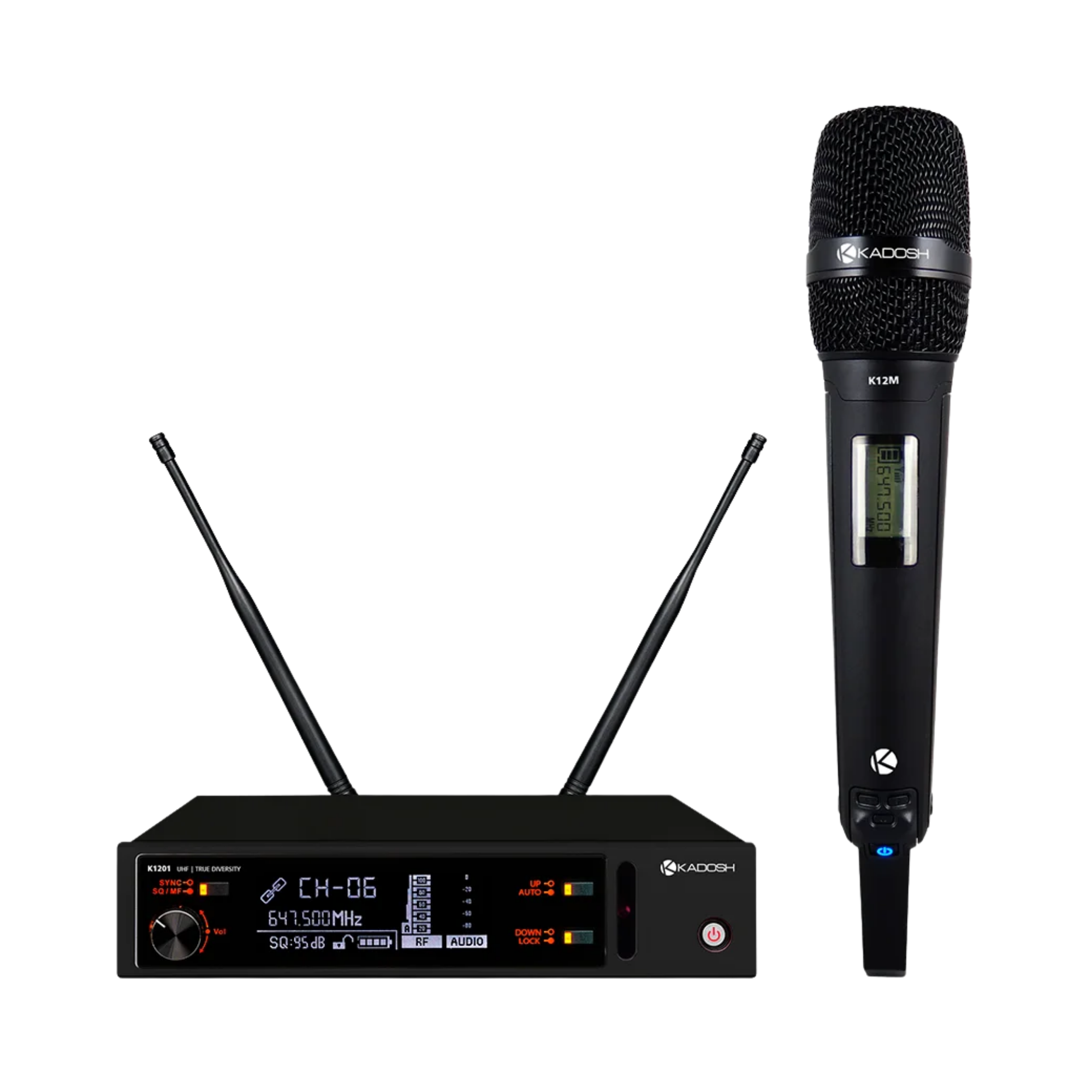 Microfone Sem Fio Kadosh K1201M UHF Hipercardioide com Cápsula K12-M True Diversity e PLL