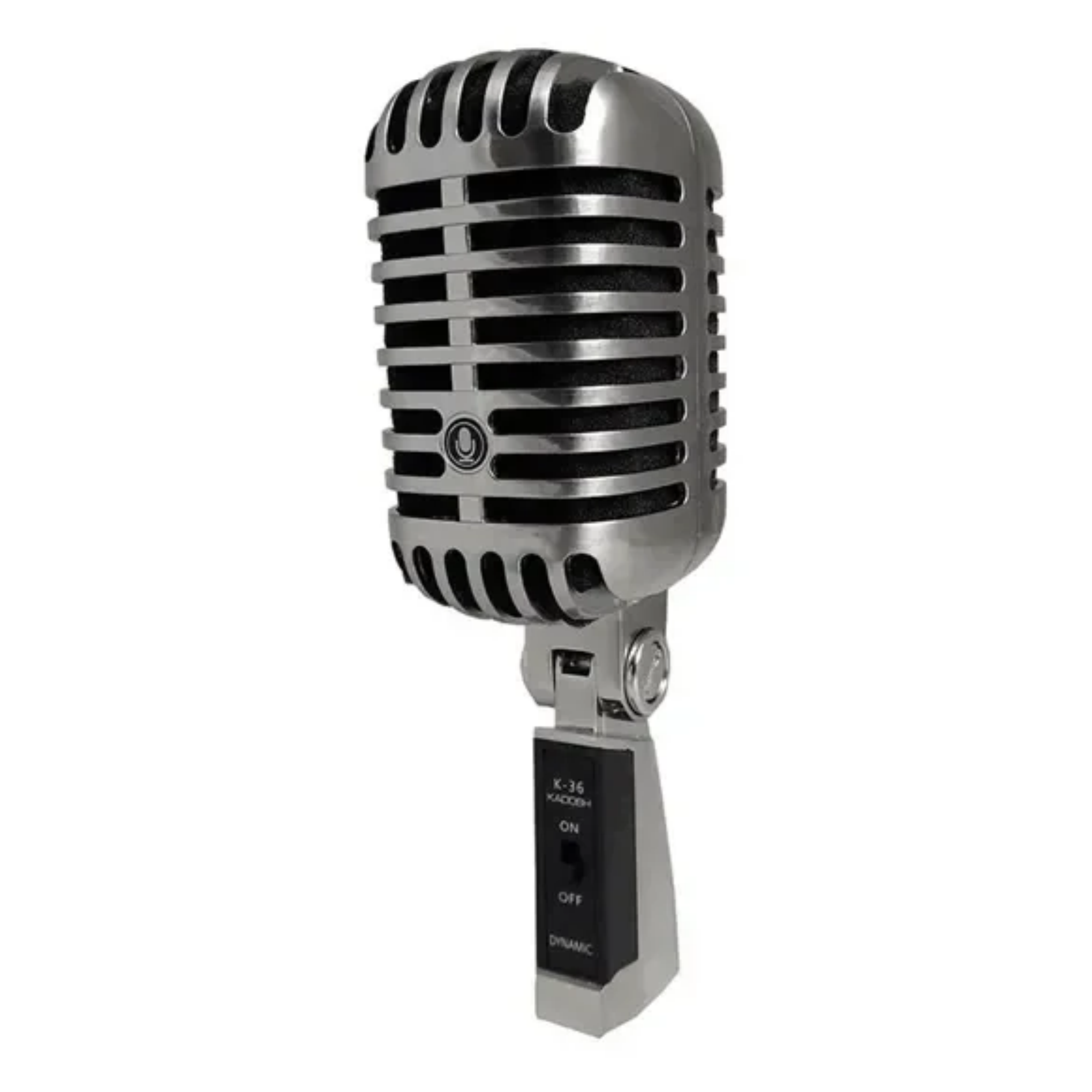 Microfone Dinâmico Kadosh K36 Cromado Vintage Cardioide com Chave On/Off Conexão XLR