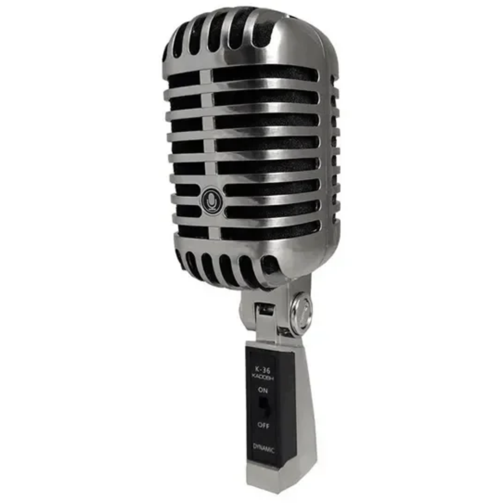 Microfone Dinâmico Kadosh K36 Cromado Vintage Cardioide com Chave On/Off Conexão XLR