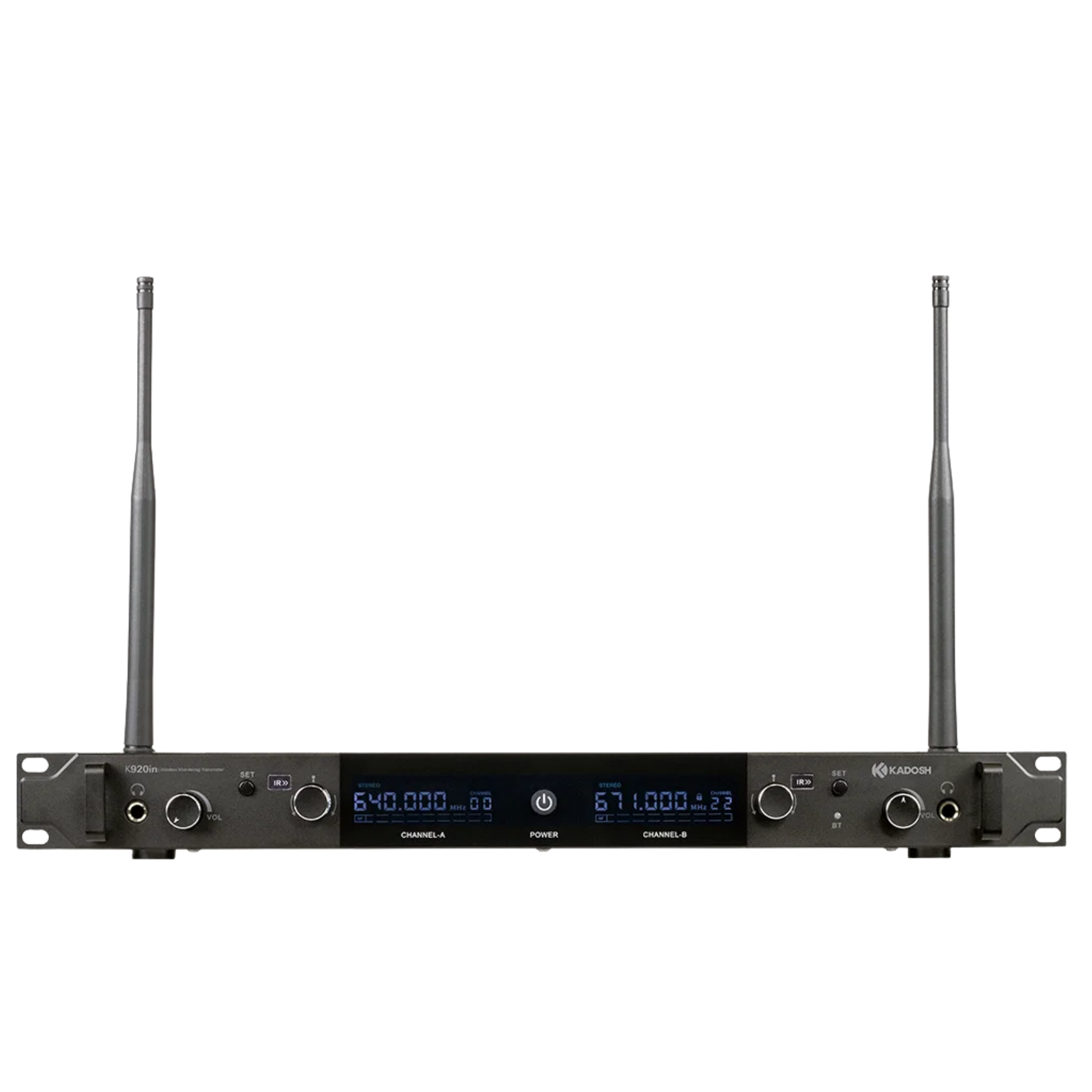 Sistema de Monitoramento In-Ear Sem Fio Kadosh K920IN Duplo UHF Mono/Estéreo com Bluetooth 2 Canais e 2 Receptores