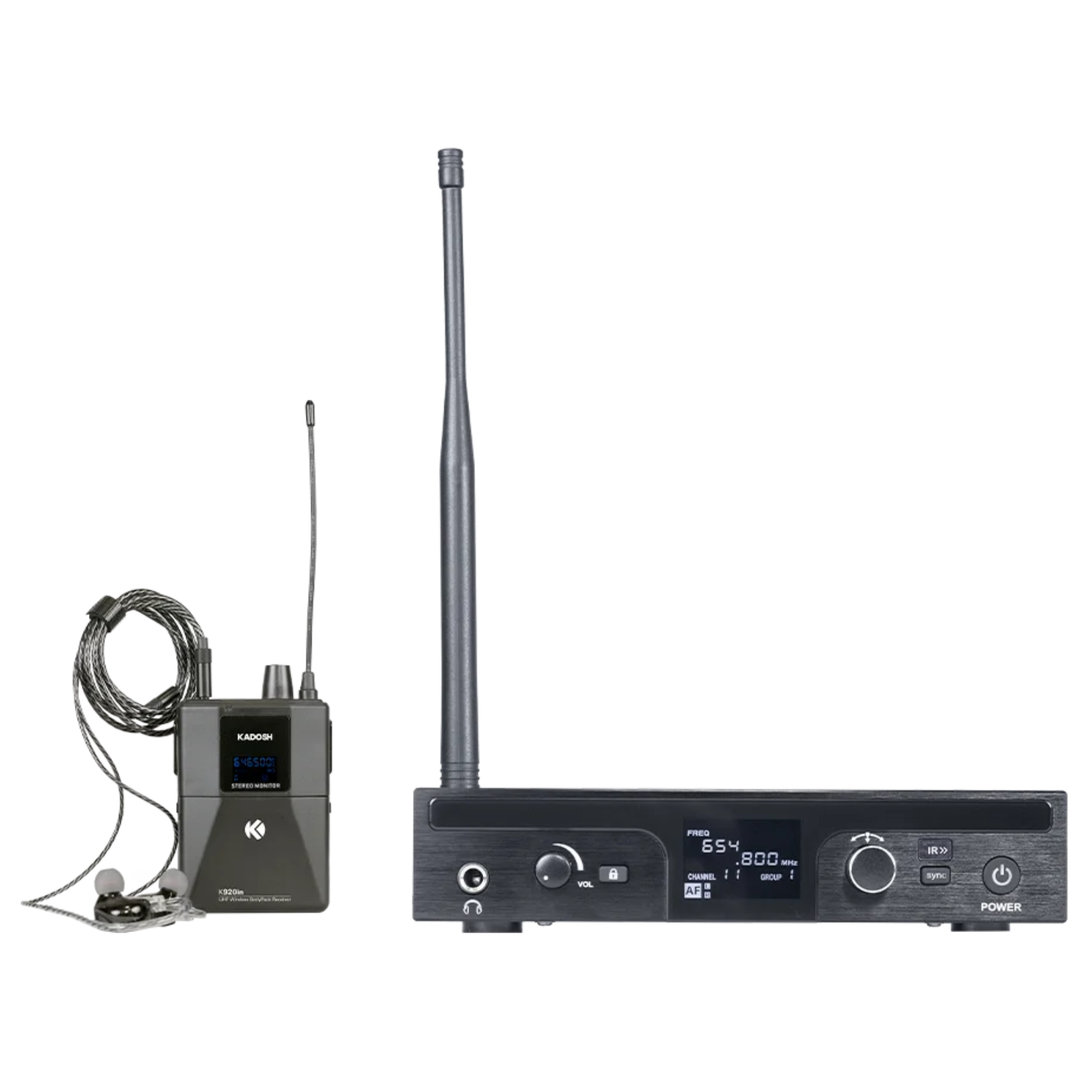 Sistema de Monitoramento In-Ear Sem Fio Kadosh K810IN Dual Mono UHF 50 Canais com Latência Inferior a 3ms