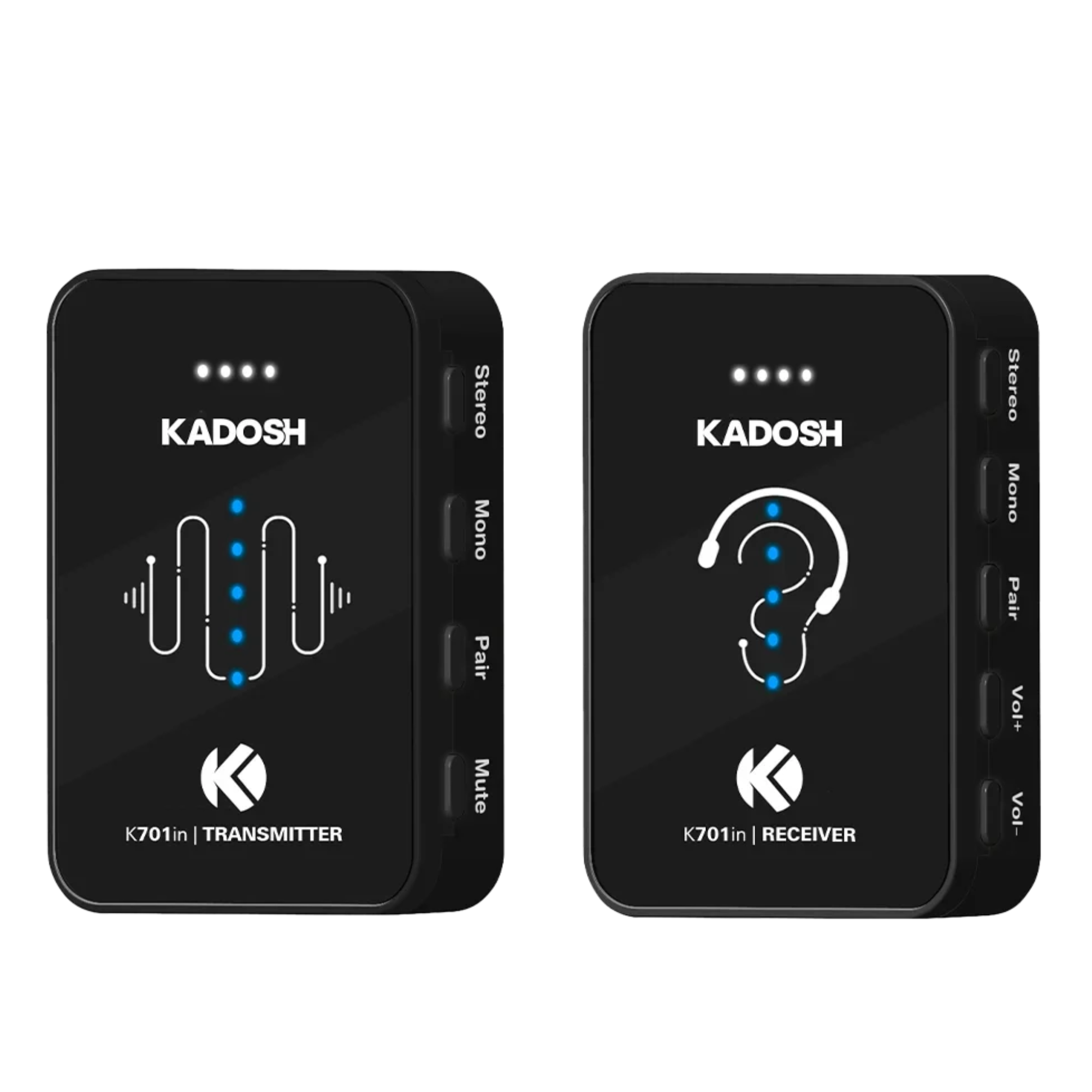 Sistema de Monitoramento In-Ear Sem Fio Kadosh K701IN Digital 2,4 GHz 24-bit/48kHz com Alcance de 30m e Bateria USB-C