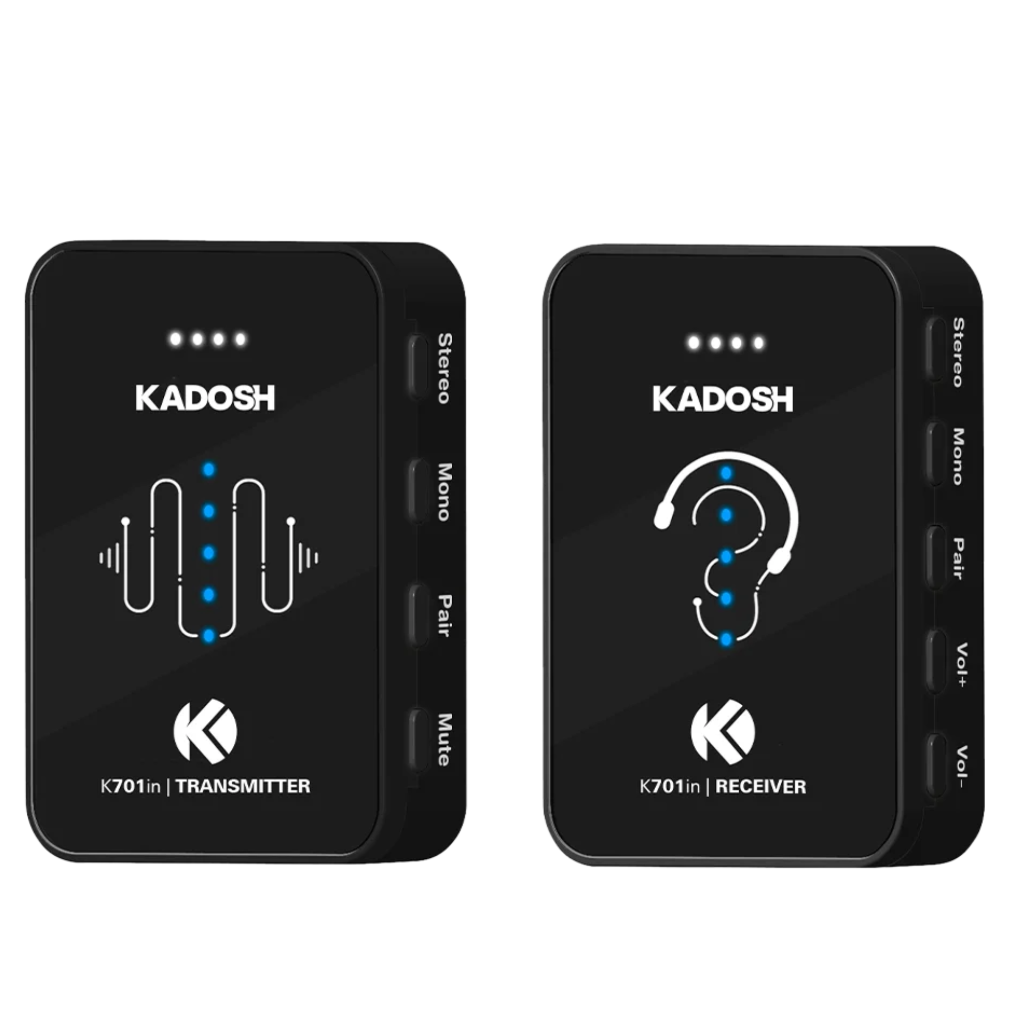 Sistema de Monitoramento In-Ear Sem Fio Kadosh K701IN Digital 2,4 GHz 24-bit/48kHz com Alcance de 30m e Bateria USB-C