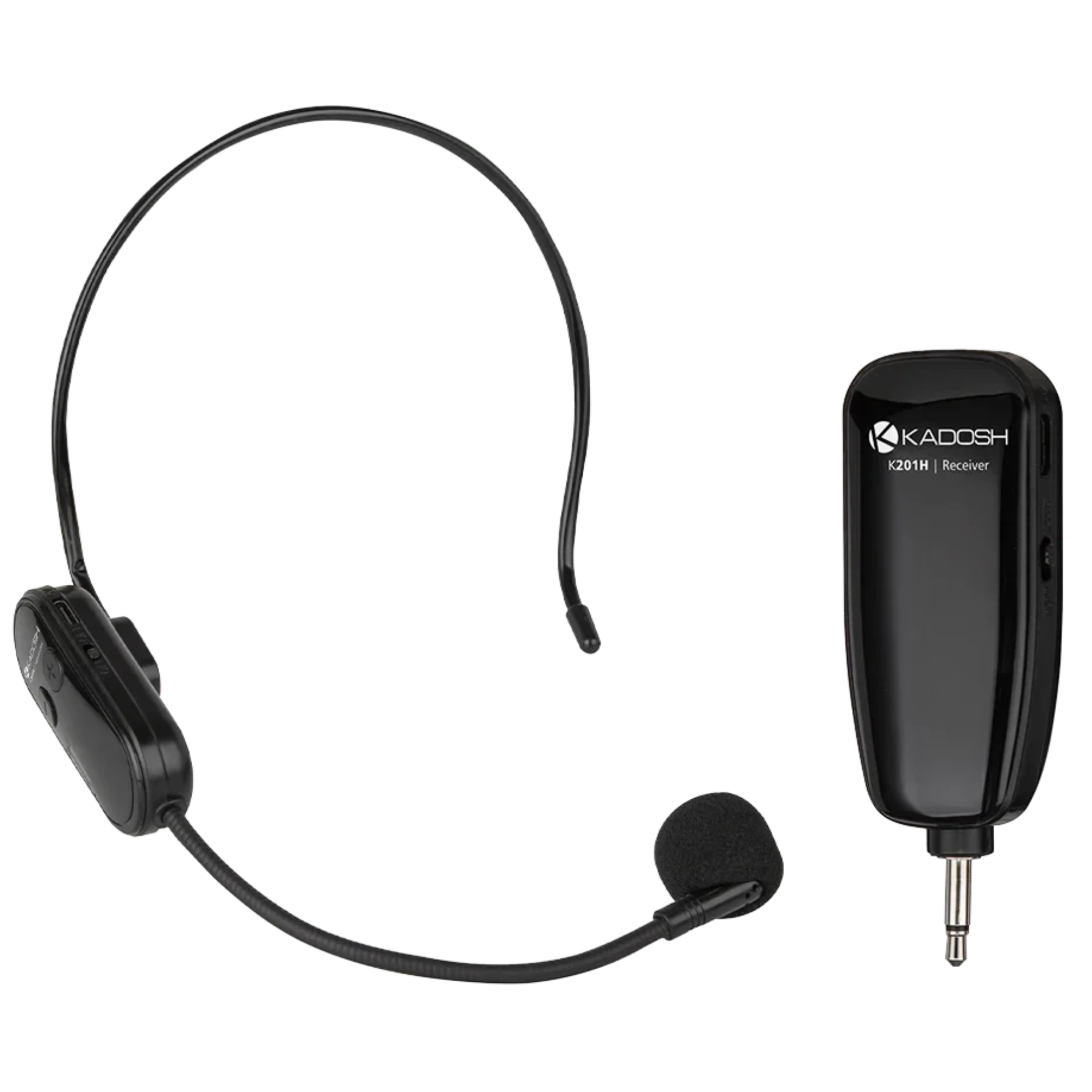 Microfone Headset Sem Fio UHF Kadosh K201H com Receptor Plug-and-Play 40 Frequências e Bateria Recarregável USB-C