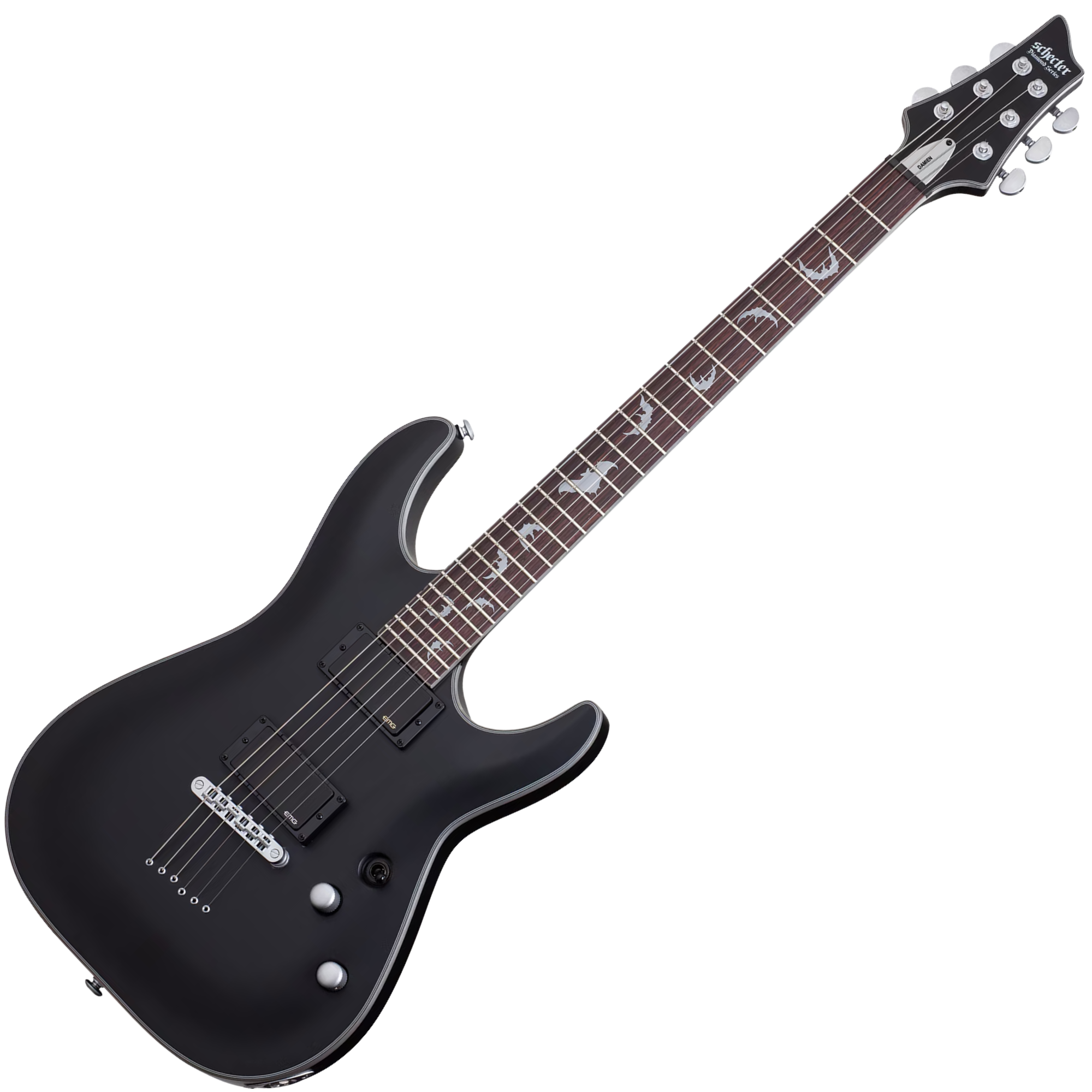 Guitarra Schecter Damien Platinum 6 SBK Satin Black com Captadores EMG 81/85 e Ponte Tune-O-Matic 1181