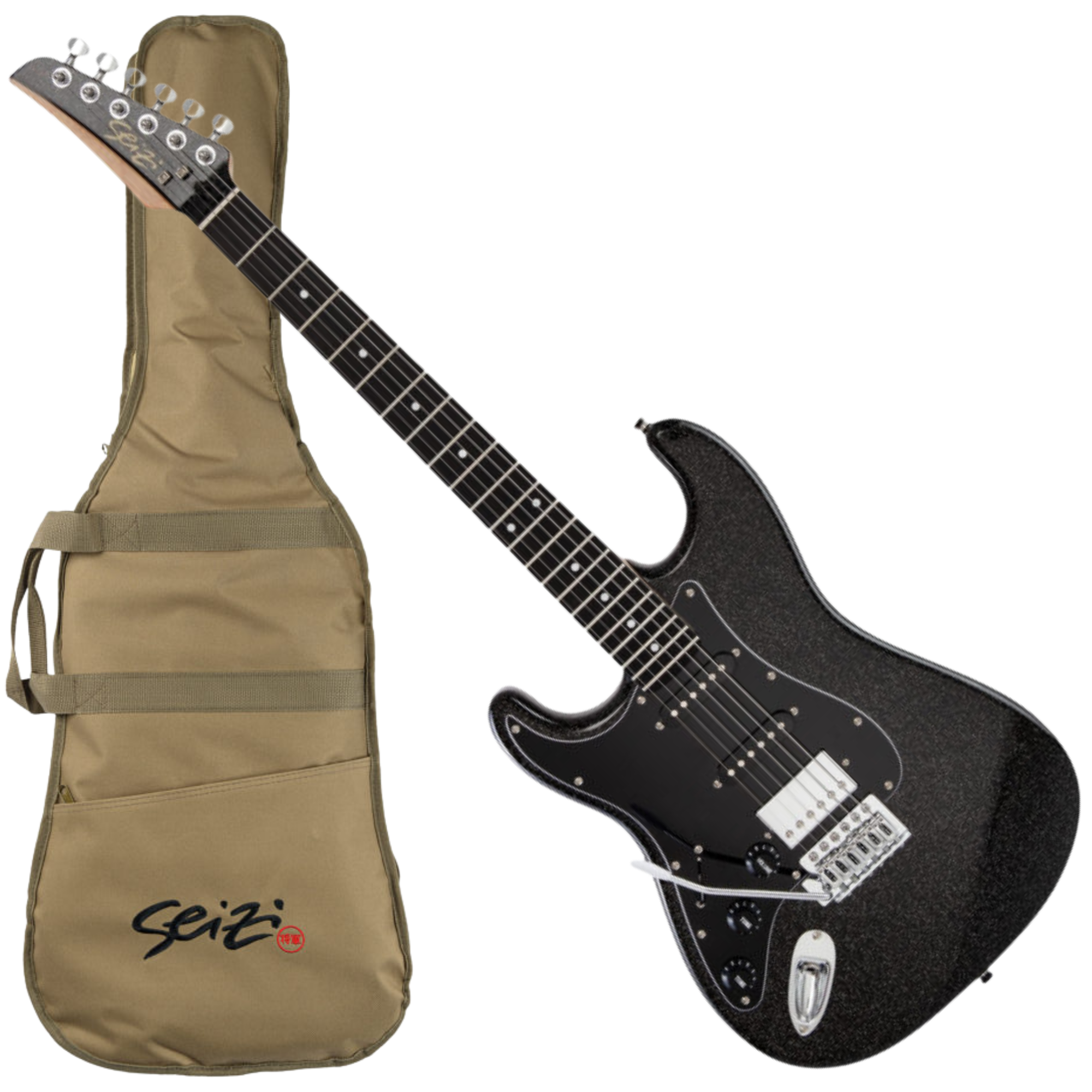 Guitarra Seizi Fun Katana Musashi HSS Lefty Black Sparkle com Captadores HSS e Ponte Tremolo 10361160