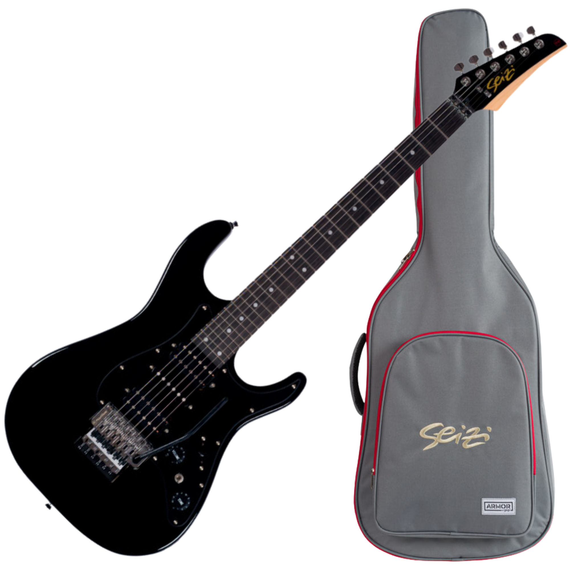 Guitarra Seizi Katana Blade HSH Black Chrome com Floyd Rose e Captadores HSH 10361282