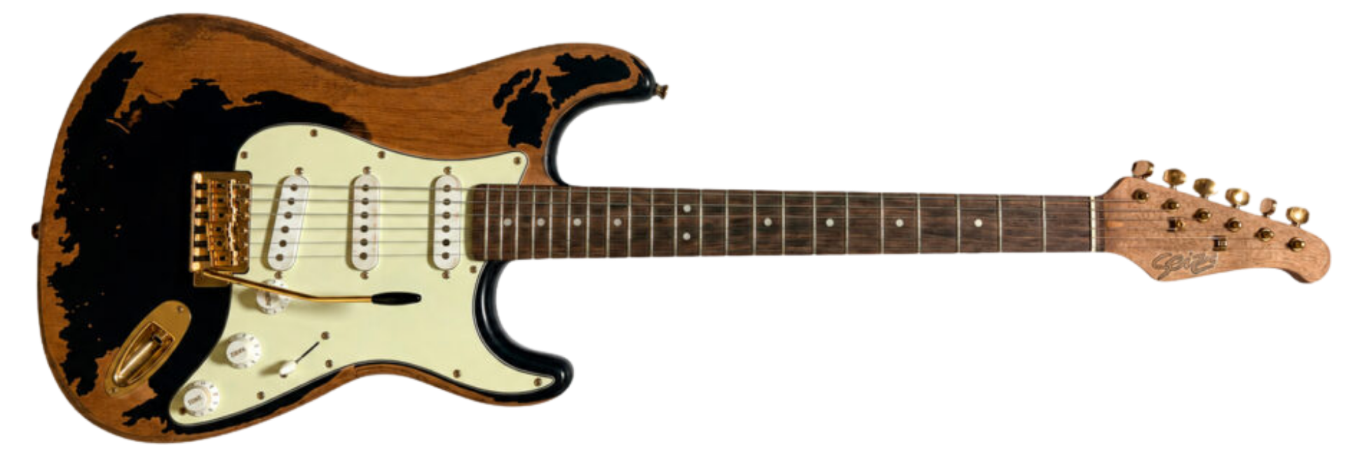 Guitarra Seizi Shinobi Relic Black SSS com Trastes Inox e Case 10360713