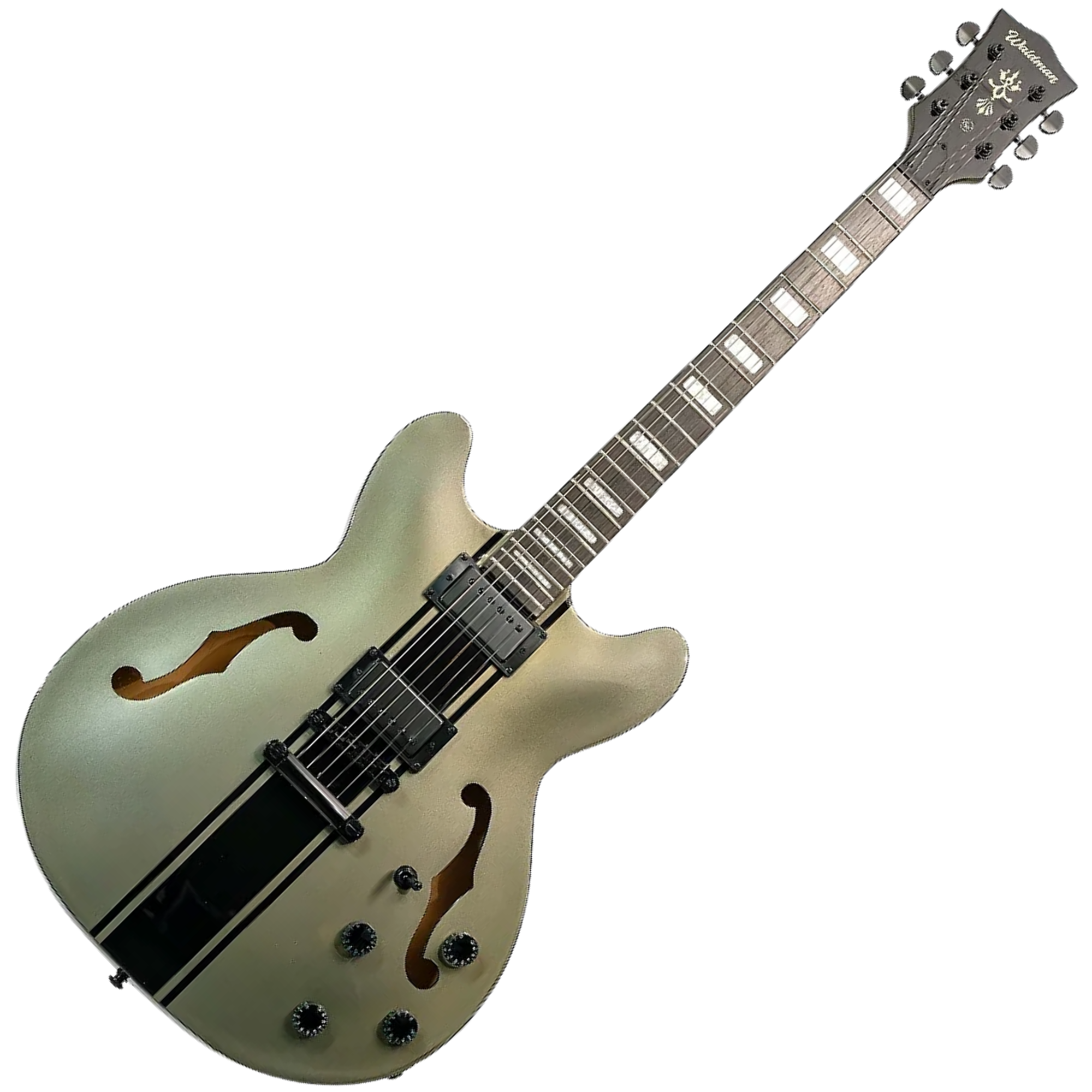 Guitarra Semi Acústica Waldman GHO220S GP 2 Humbuckers, 22 Trastes, Prata