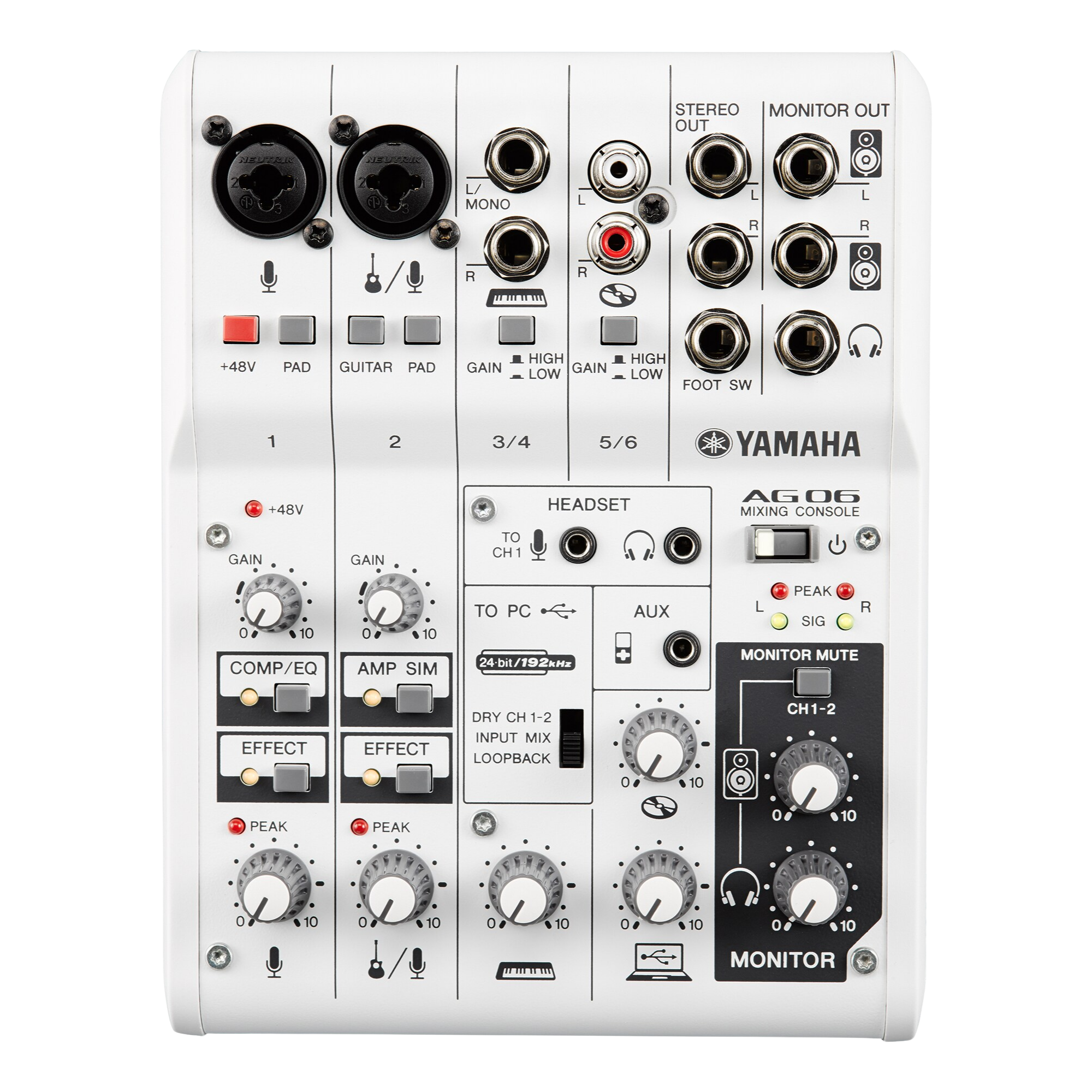 Mesa De Som E Interface Analógica Yamaha AG06 6 Canais USB 2.0 Cor Preto