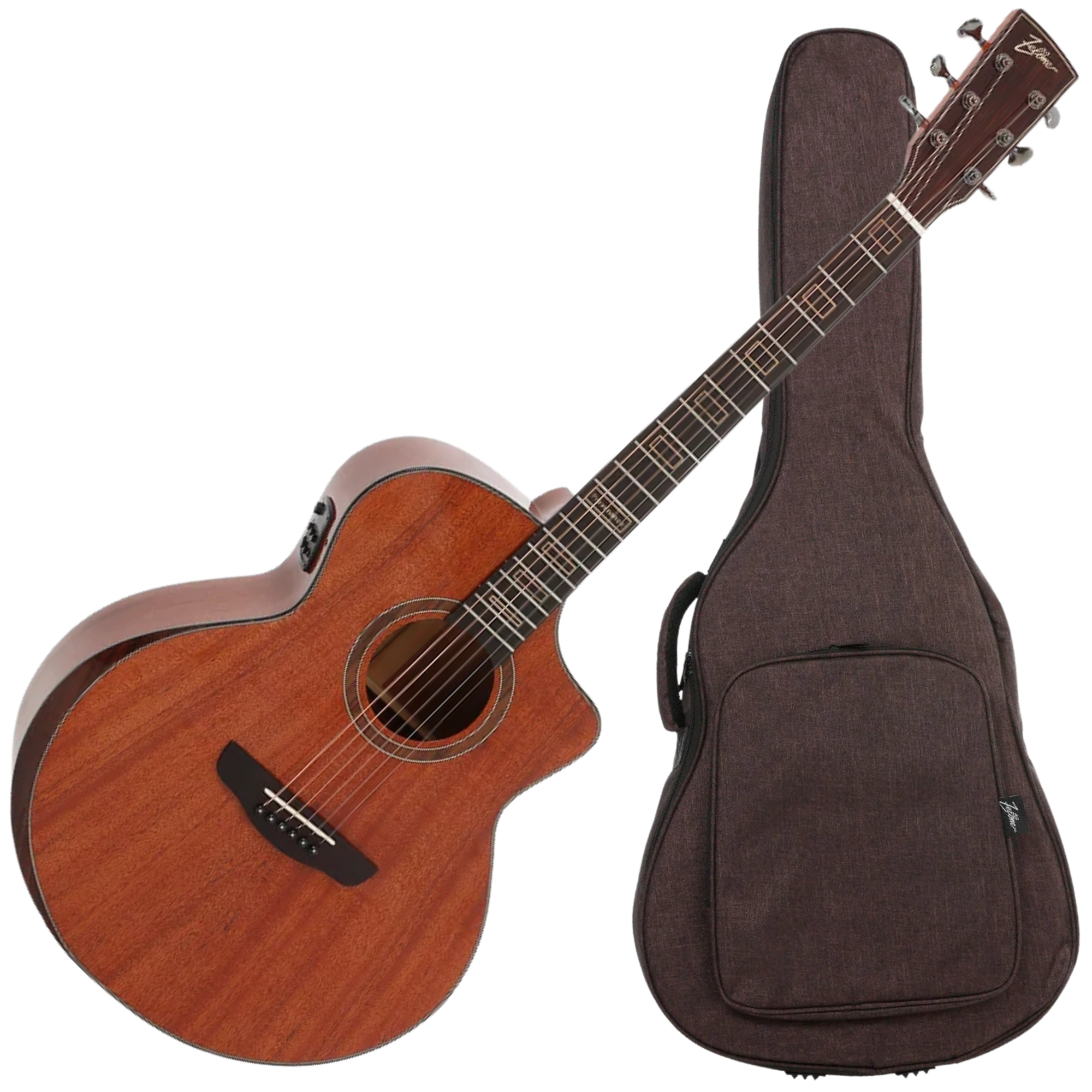 Violão Eletroacústico Aço Zellmer Provenance Grand Auditorium Mahogany 41" Brilhante com Cherub GT-6 e Bag - 1635