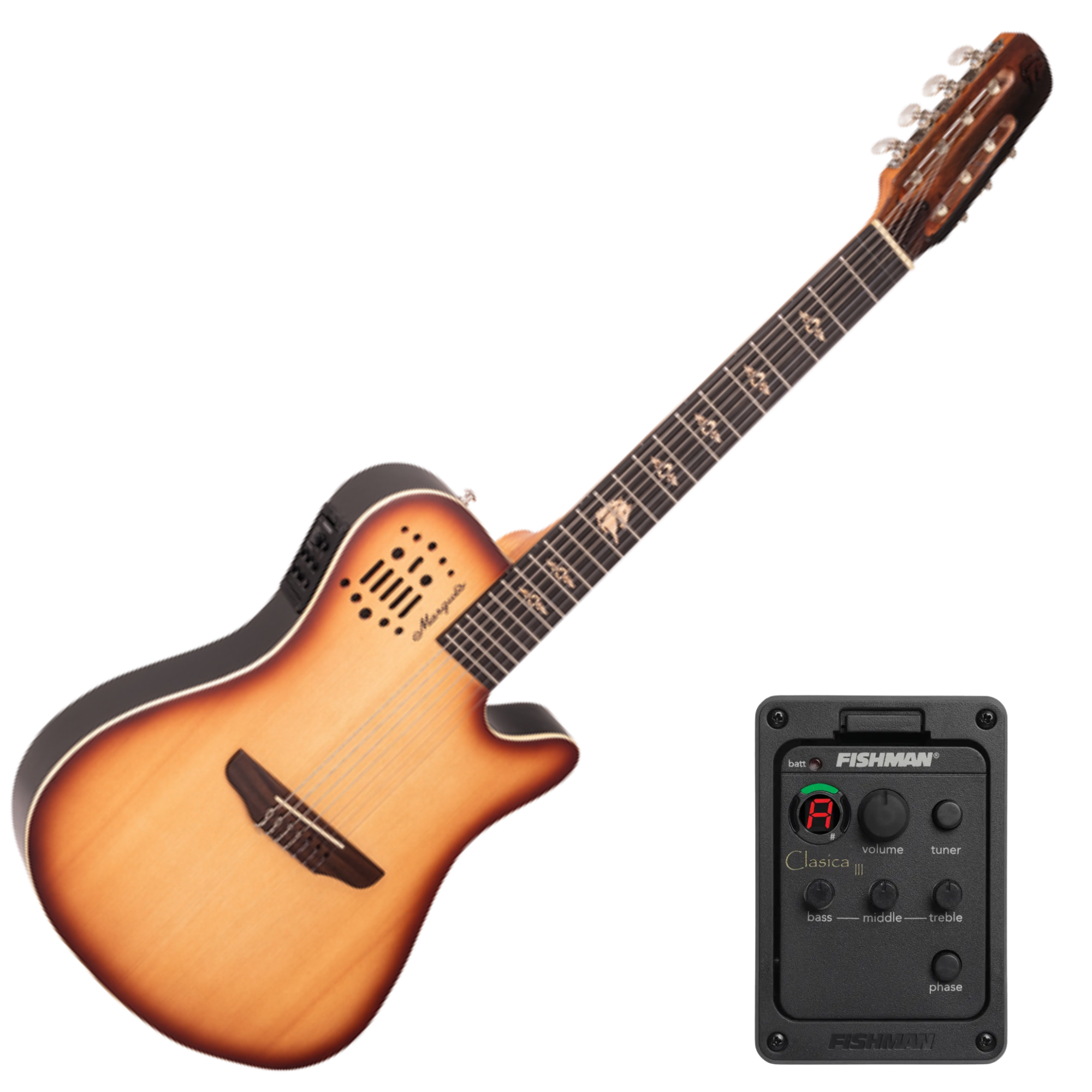 Violão Eletroacústico Marquês 7-VN-145NBEQ 7 Cordas Super Flat Natural Sombra com Fishman Clasica III