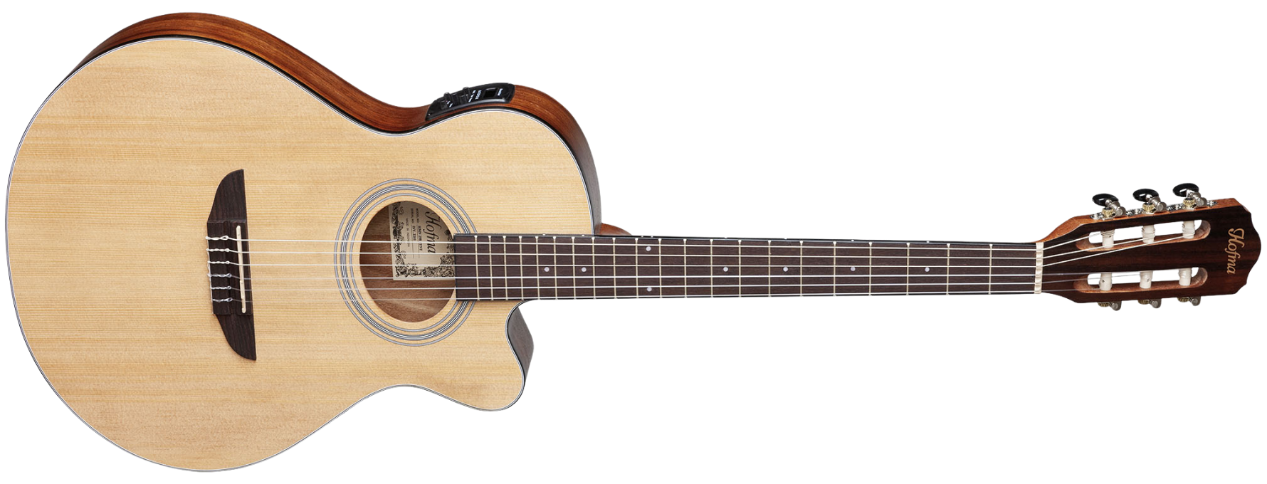 Violão Hofma HMN298 Mini Jumbo Flat Cutway cpt Ativo - stnt